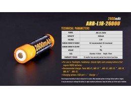 Bateria Fenix 18650 de 2600 mAh ARB-L18-2600U