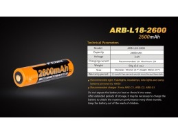 Bateria Fenix 18650 de 2600 mAh ARB-L18-2600